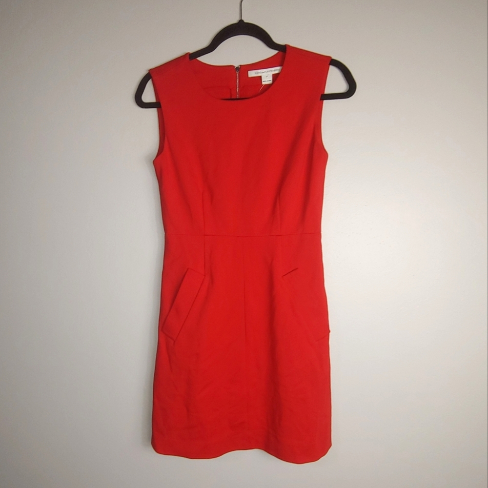 2 Diane Von Furstenberg DVF Red Mod Mini Sheath Dress